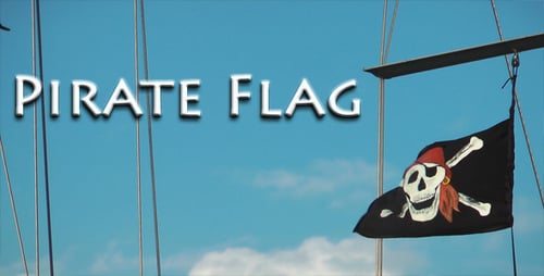 Pirate Flag on Sailboat Flapping in the Wind