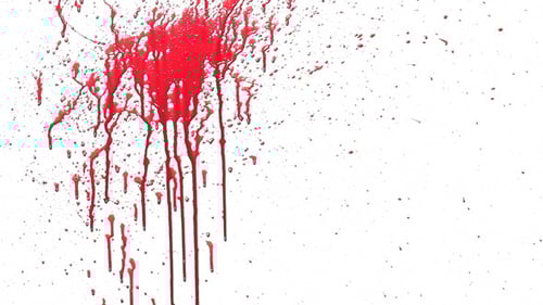Dramatic Red Splatter Dripping on White Background