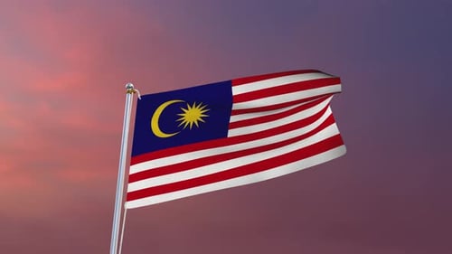 Waving Malaysian Flag Animation with Realistic Fabric Motion