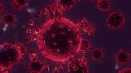 Animated 3D Red Virus Cells Microscopic Medical Background