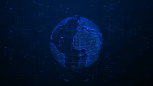 Futuristic Digital Earth Globe Rotation Technology Background
