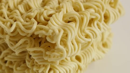 Close Up of Dry Ramen Noodles Stacked