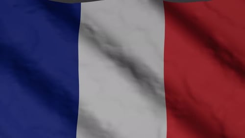 Realistic Waving French Flag Animation Loop