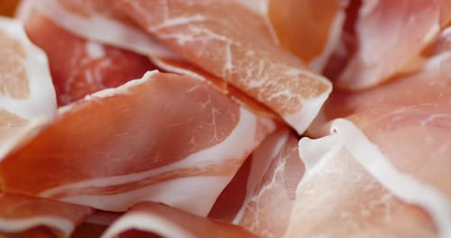 Macro View of Tasty Ham Slices