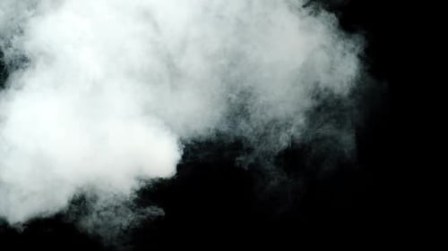 Expanding White Smoke Cloud on Black Background