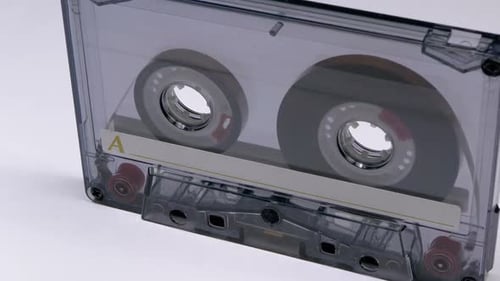 Rotating Audio Cassette Tape Close Up