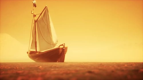 Bateau de pêche ou de pêcheur abandonné dans le désert