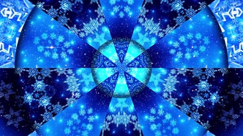 Winter Snowflake Kaleidoscope Abstract Animated Background