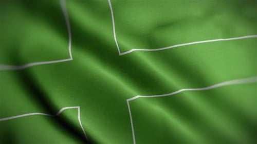 Waving Green Fabric Background with White Cross Pattern