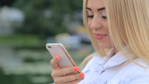 Five Beautiful Young Girls Make Selfie in the Park