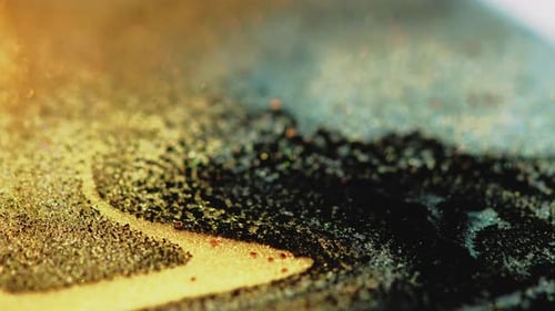 Sparkling Fluid Texture Bokeh Light Gold Black Ink