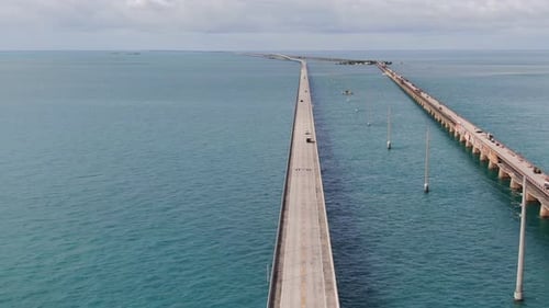 Aerial view of Seven Mile Bridge on the way to Key West, Florida Keys, USA