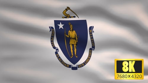 Realistic Waving Massachusetts State Flag Animation