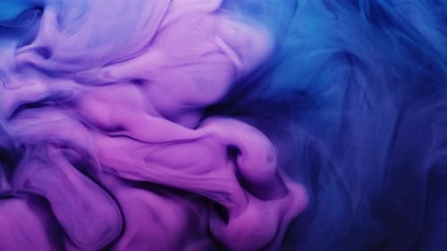 Dynamic Swirling Purple and Blue Paint Abstract