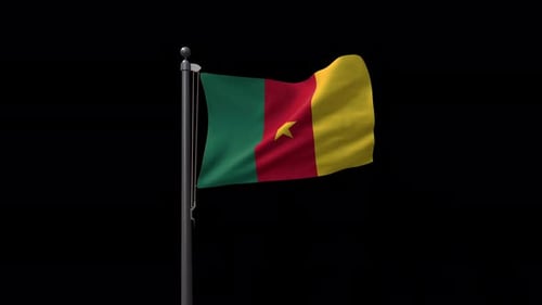 Waving Cameroon Flag Animation with Alpha Channel