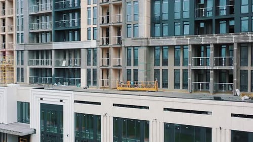 Tall apartment building.