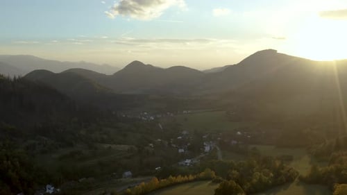 Golden Sunset Over a Tranquil Rural Valley