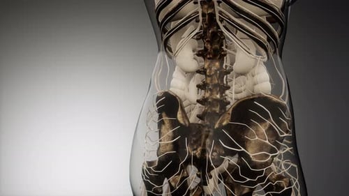 3D Human Anatomy Scan of Nervous System and Skeleton