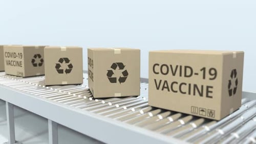 Cajas con vacuna contra la COVID-19 Move Along