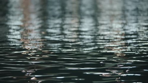 Night view of rippling water with lights reflection