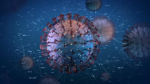 Animated 3D Virus with Medical and Scientific Data Network