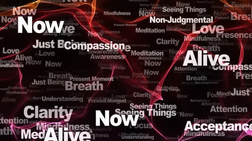 Animated Kinetic Typography of Mindfulness Words for Meditation Background