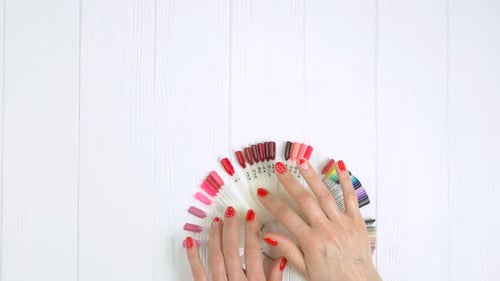 Manicured Hands and Nail Color Palette.