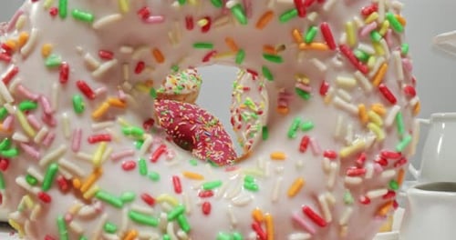 Delicious Donuts with Pink and White Icing