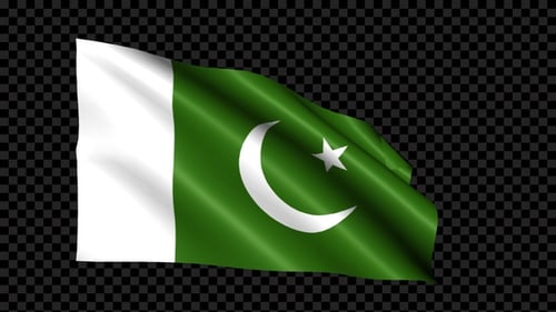 Waving Pakistan Flag with Alpha Channel Loop