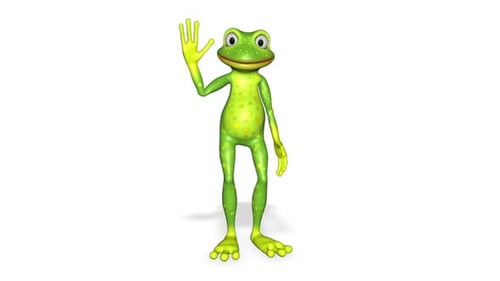 Cute 3D Frog Character Waving Hand Animation