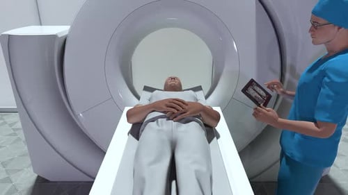 Patient Undergoing MRI Scan Medical Procedure Animation
