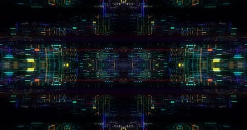 Flying futuristic central processing unit. loop / 3D render