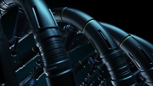 Abstract Futuristic Carbon Fiber DNA Helix Rotating Loop
