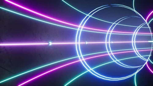 4K Blinking Neon Cement Tunnel