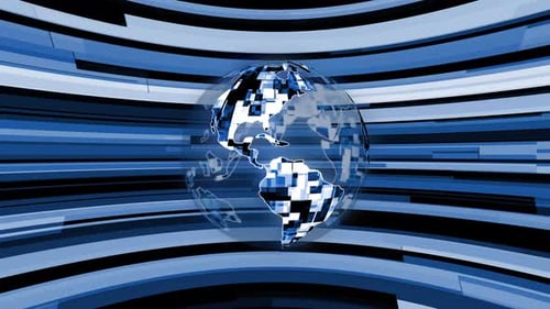 Digital Earth Globe Rotation with Futuristic Data Background Animation