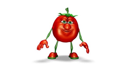 3D Animated Tomato Character Waving with Presenting Gesture