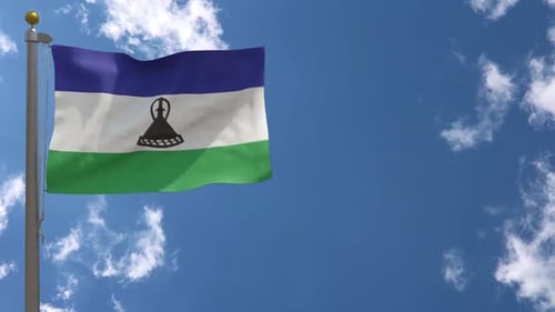 Drapeau du Lesotho sur mât