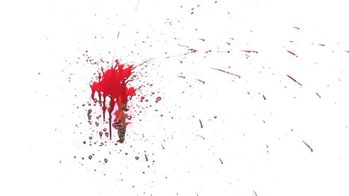 Graphic Red Liquid Splatter on White Background