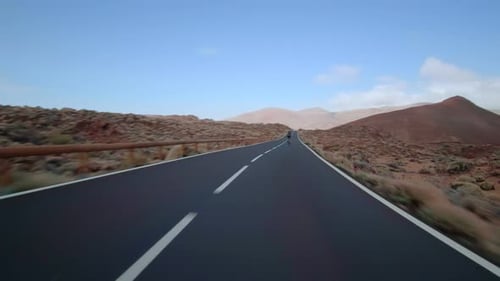 Driving a car with attached action cam in Teide National Park Tenerife