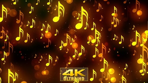 Golden Musical Notes Floating Looping Background Animation
