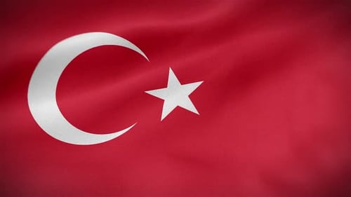 Realistic Waving Turkish Flag Animation with Fabric Detail