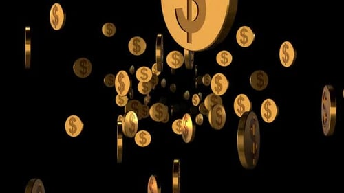 Falling Golden Dollar Coins Loop Background Animation