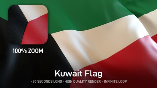 Kuwait Flag Waving Seamless Loop Animation