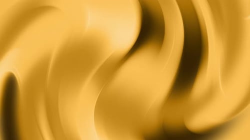 Abstract, soft, curved wide lines move in a circle in golden glowing.