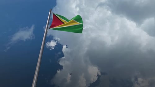Guyana Flag Waving 4K