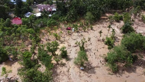 Aerial view the after scene of flash flood