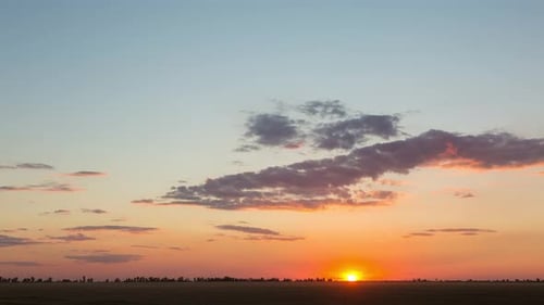 Beautiful Sunset Over The Field, Time Lapse