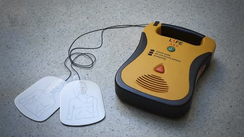 An automatic electronic defibrillator. which can save live using electric shock.