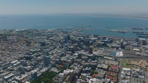 High Angle View of City on Sea Coast