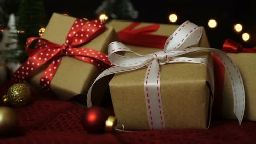 Festive Christmas Presents with Soft Holiday Lighting